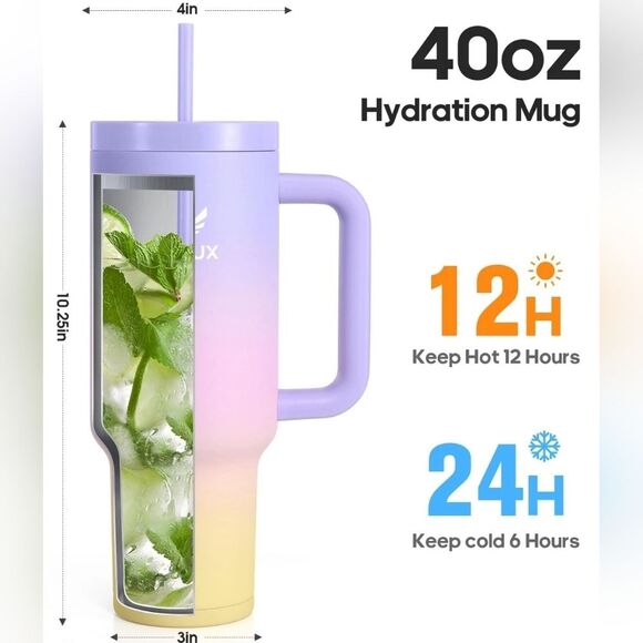 Gedux Gradient 40 Oz Stainless Steel Tumbler 2 In 1 Leakproof Lid with Straw - Picture 4 of 6